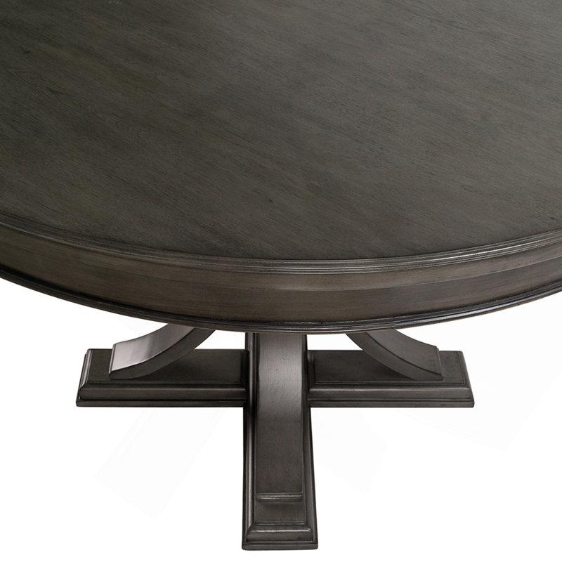 Table de salle à manger ronde 44 po, finition classique en bois pour salle à manger, gris