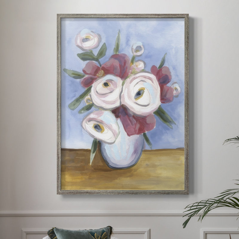 Tea Rose Posey I, reproduction encadrée - bois massif, H 11 po x l 9 po