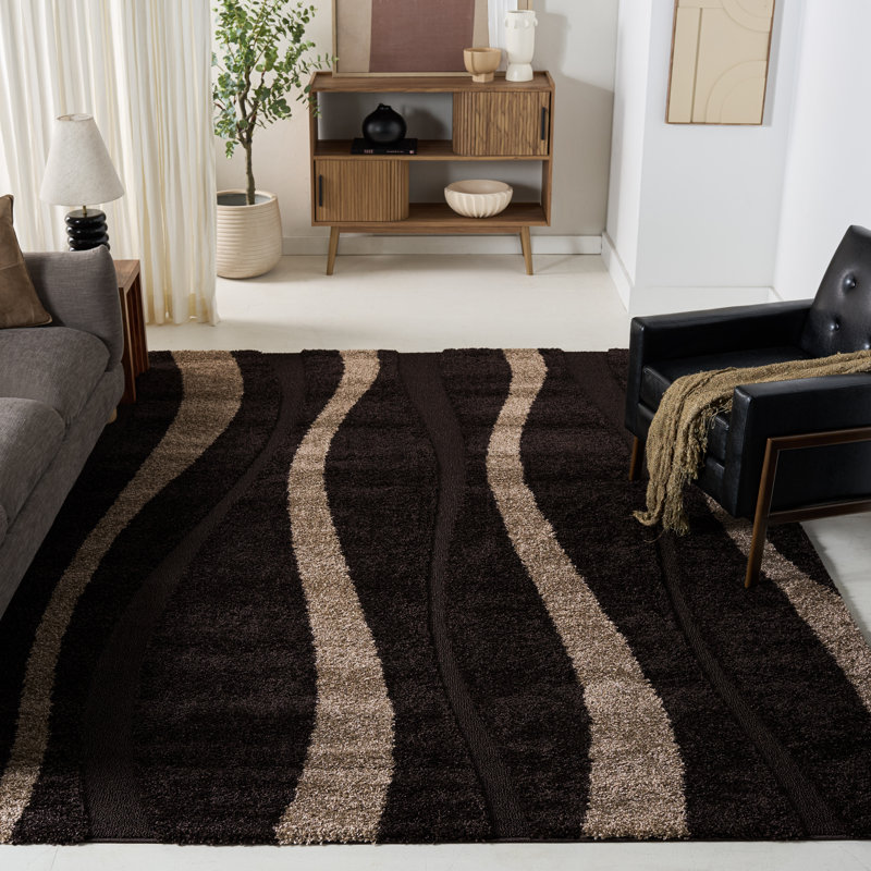 Tapis brun à motif abstrait Angle, Rectangle 8 pi x 10 pi