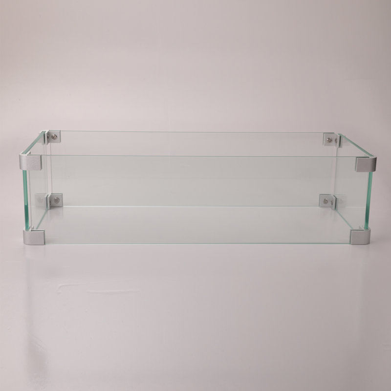 Rectangular Glass Wind Guard For Fire Pit W85335465