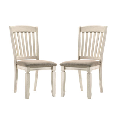 Dossier brun clair et dossier à lattes crème de 2 chaises de salle à manger, siège d'une hauteur de 18 pouces, profondeur de 20 pouces, chaises rembourrées en mousse avec dossier, profondeur