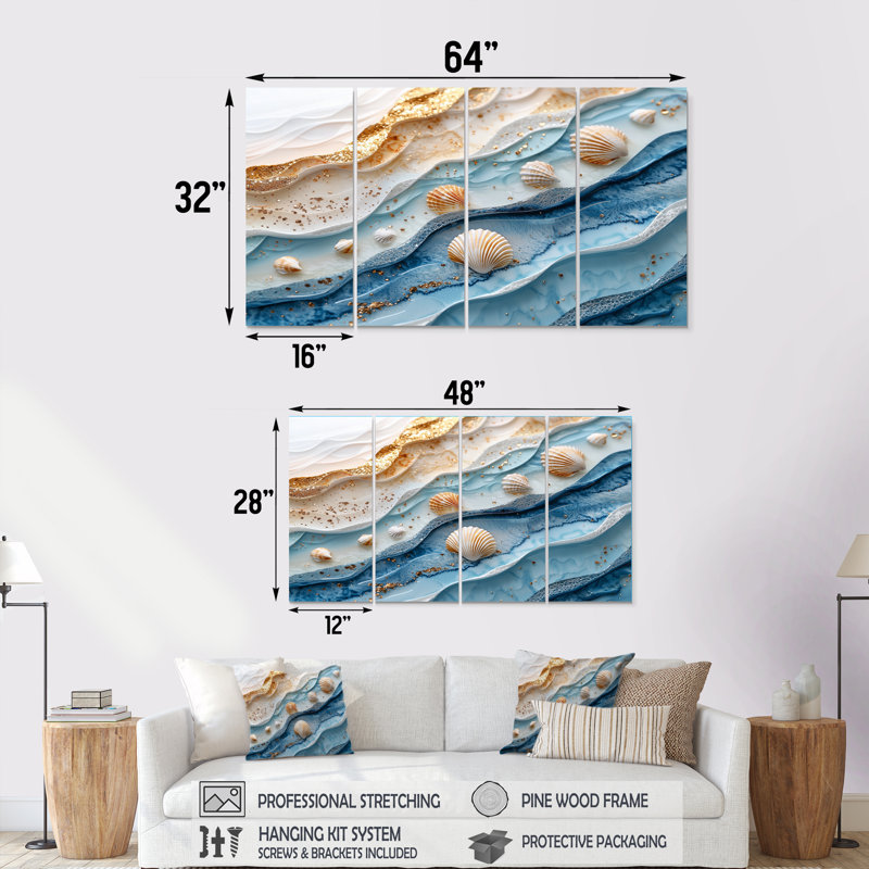 Schade - Coastal Wall Art - Nautical Wall Art Set, 4, 32" H x 64" W