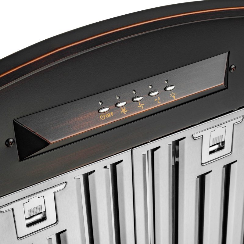 30-in 343-CFM Convertible Vine Embossed Copper Wall-Mounted Range Hood with Carbon Filters