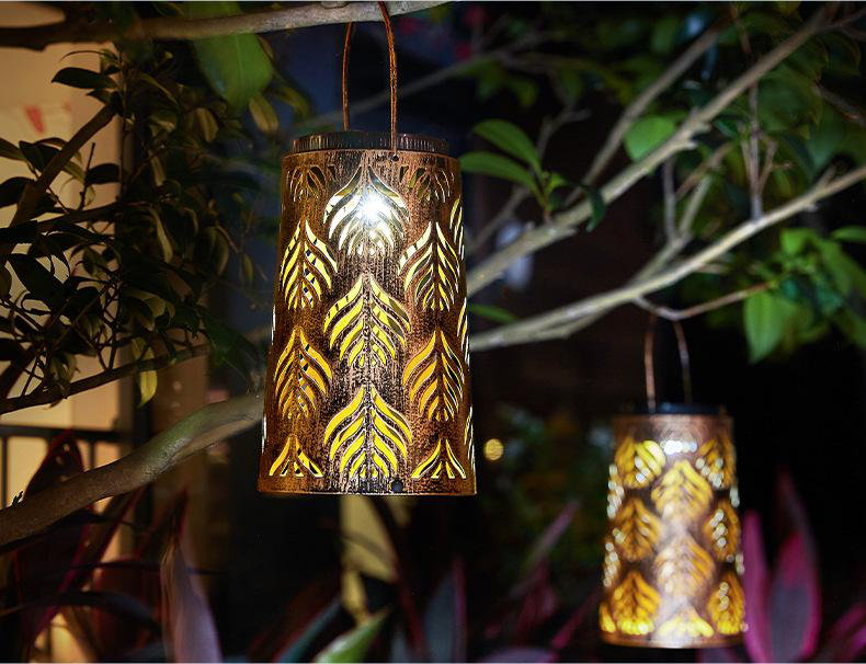 2 Pack Solar Hanging Lantern Lights - Outdoor Waterproof Decorative Lanterns with Switchable Warm/White LED Glow for Patio, Garden, Yard, Front Porch - Retro LED Lighting for Halloween,Holiday Decor