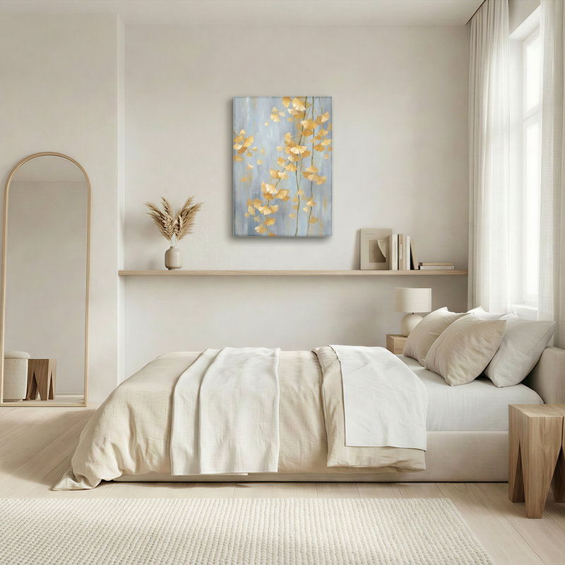 Ensemble de 1 tableau sur toile à motif de feuilles de ginkgo, 36"H x 24"W, Wrapped Canvas