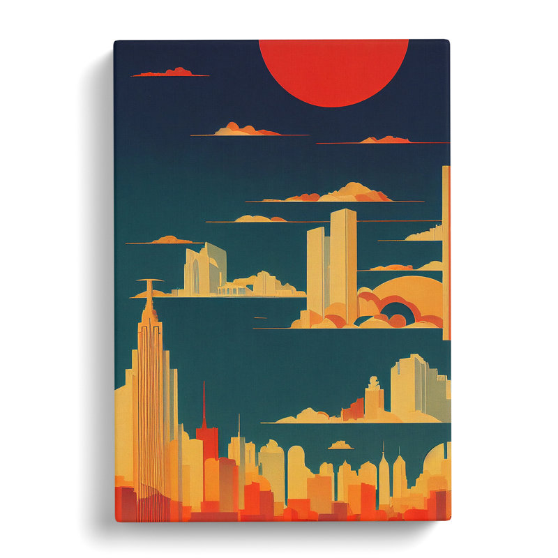 A City Skyline Sunset No.4 - Wrapped Canvas, 60cm H x 40cm W