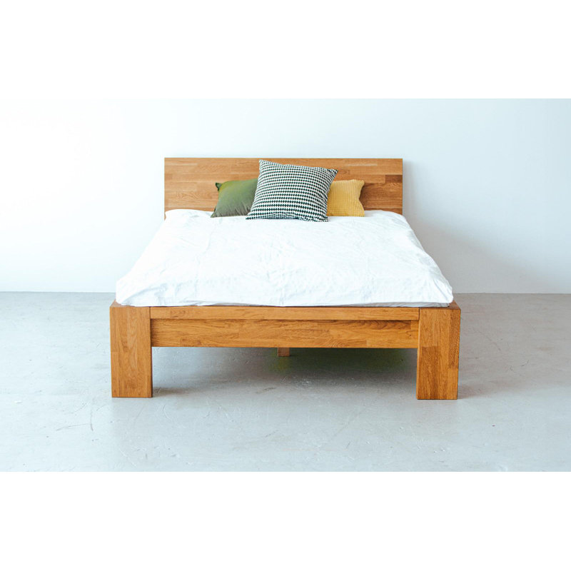Daezon Solid Wood Bed, European Double (140 x 200cm), Brown