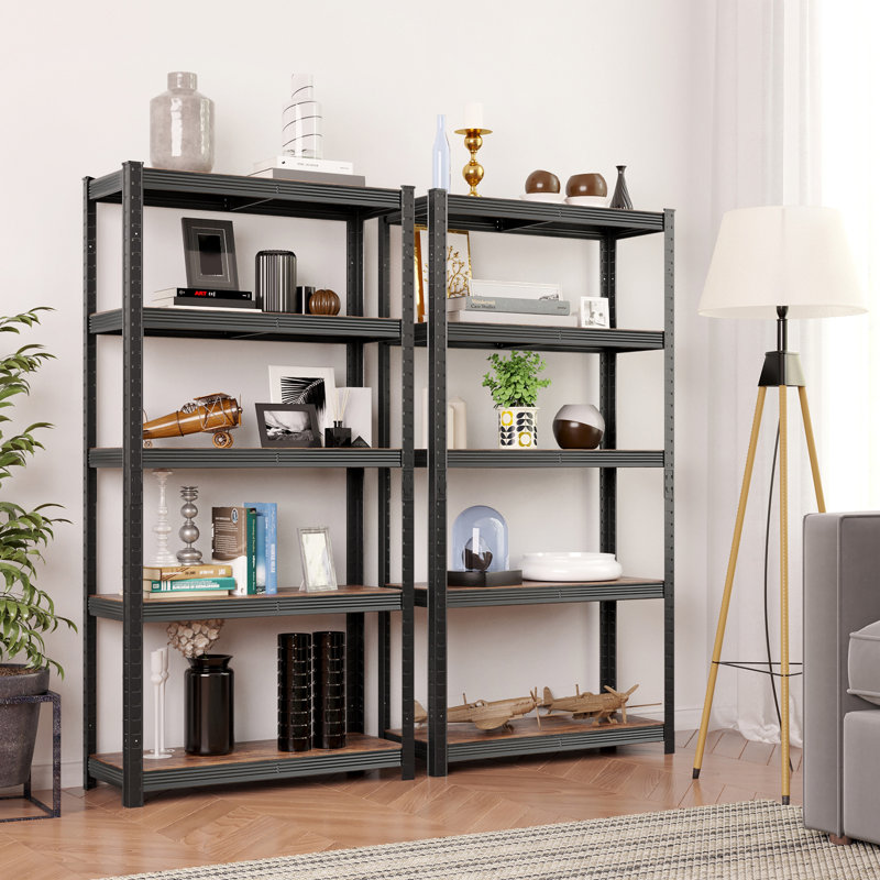 Metal Height -Adjustable Storage Rack, 150cm H x 75cm W x 30cm D, Black