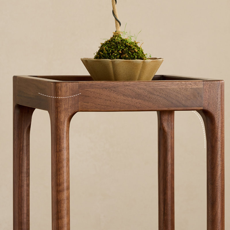 Support à pot de fleurs en noyer noir avec plateau en bois massif, H 40,94 po x L 13,78 po x P 13,78 po