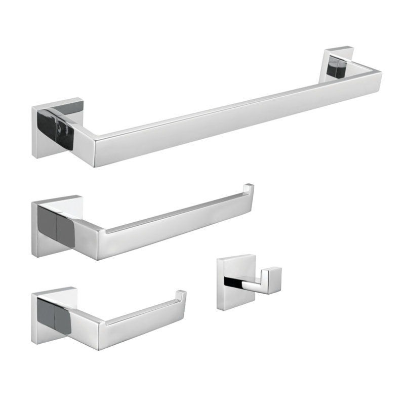 Ensemble de quincaillerie de salle de bain 4 pièces, Chrome poli