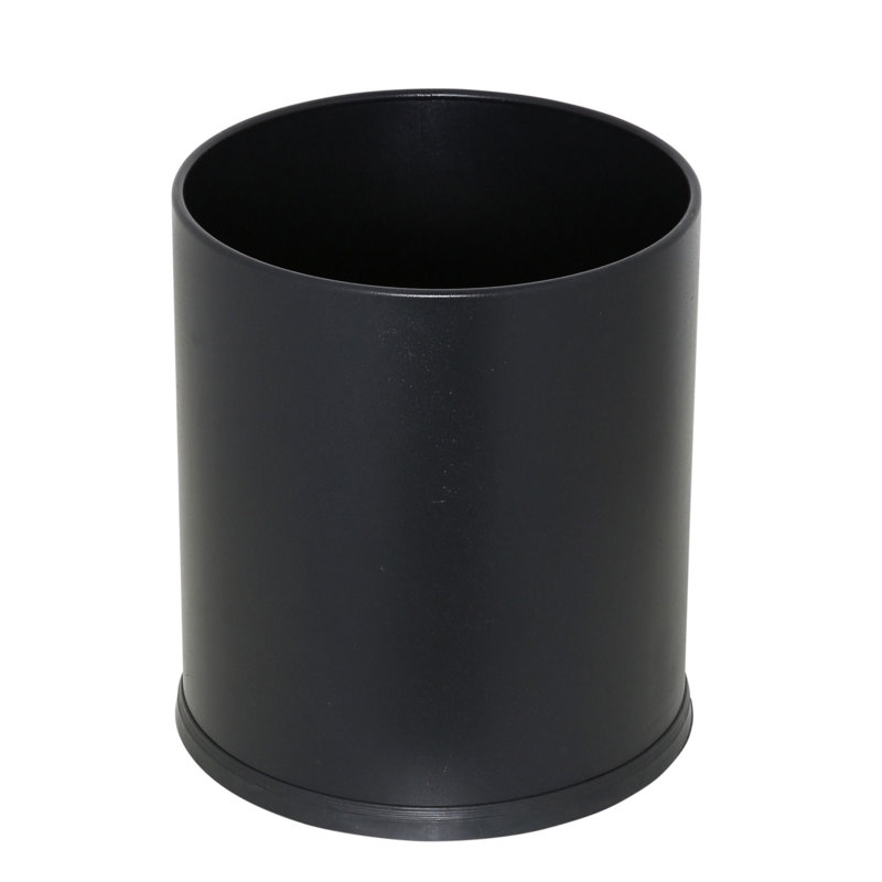 Black Stainless Steel Cylinder Office Waste Basket