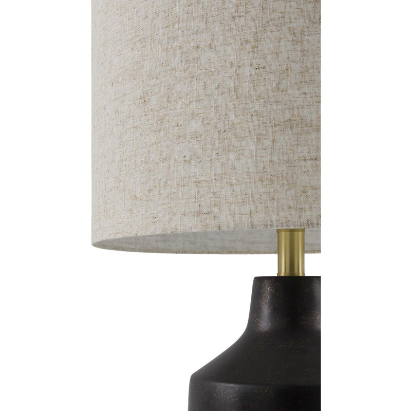 Lockwood Concrete Table Lamp with Linen Shade, Black, Tan
