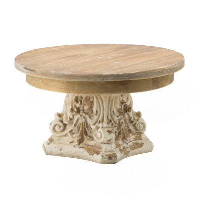 D9.5" X 5.5" Cake Stand, Wood Cake Plate With Magnesium Base