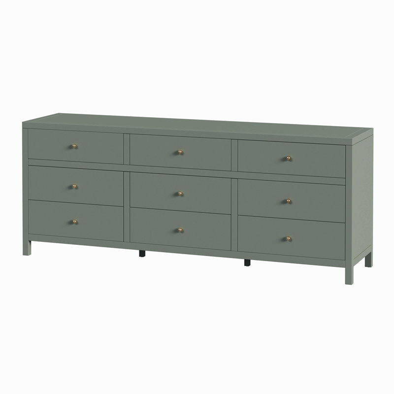 Celine 84" 9-Drawer Dresser, Dark Green, Green