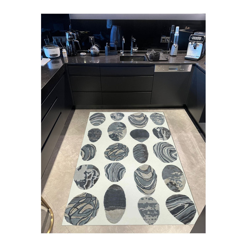 Tapis lavable à motifs abstraits et marbrés, Rectangle 3'3" x 4'11"