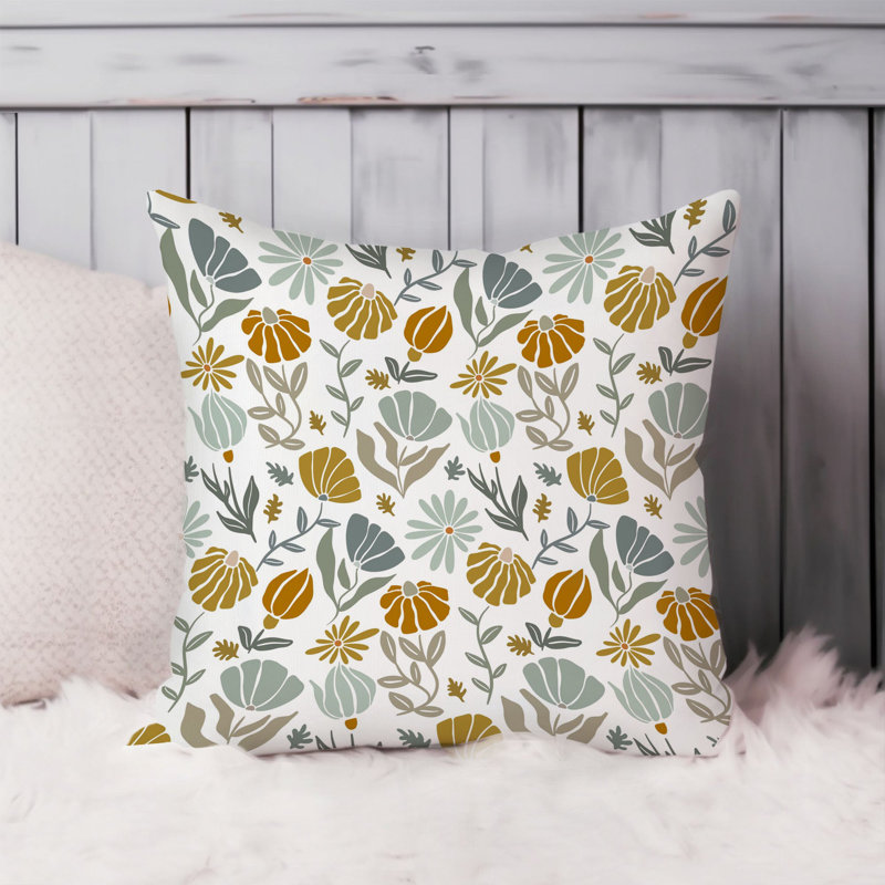 Botanical Retro Flower Pattern I Retro, 18"H x 18"W