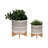 Ceramic and Stoneware Planters with Bamboo Stands - Set of 2-1023782279-973805836-980794185