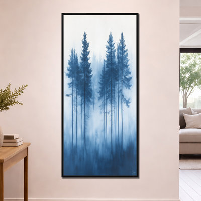Brume de pin bleu - Décoration murale encadrée Forêt
