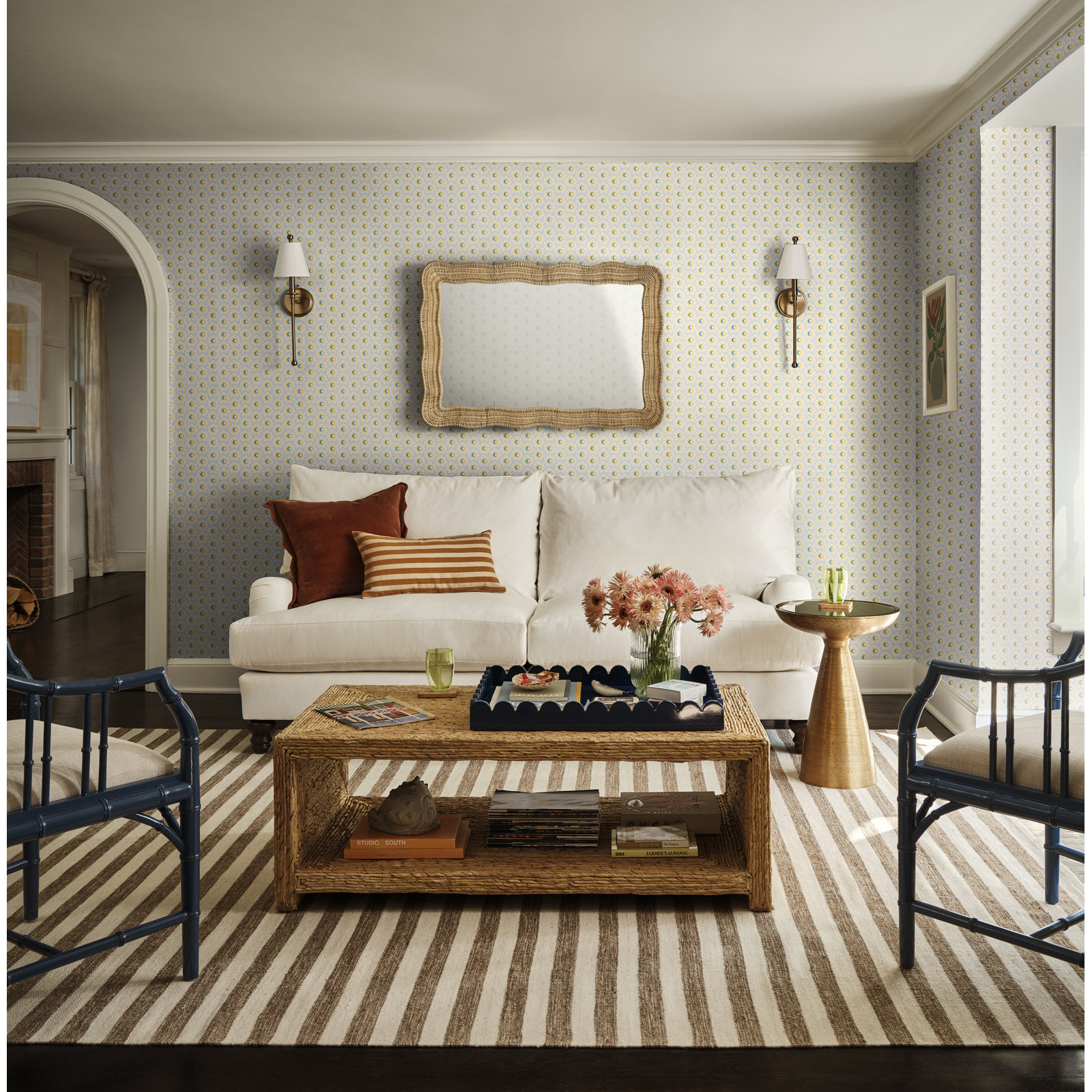 Renelso Natural Ivory Hand-Woven Wool Rug, Rectangle 5' x 8'