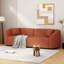 Canapé 3 places orange et bois massif + panneau de fibres à densité moyenne - fabriqué en tissu Boucle de haute qualité, en bois massif et en panneau de fibres à densité moyenne, avec rembourrage en mousse confortable