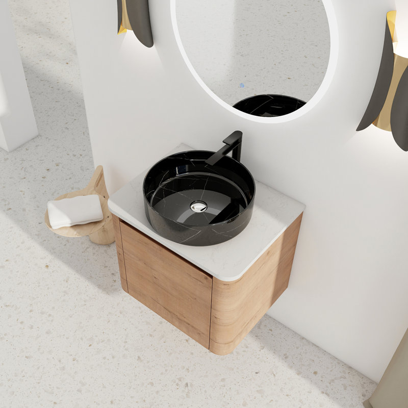 Meuble-lavabo mural 24 po avec lavabo d'art en céramique et porte à fermeture en douceur 24 po