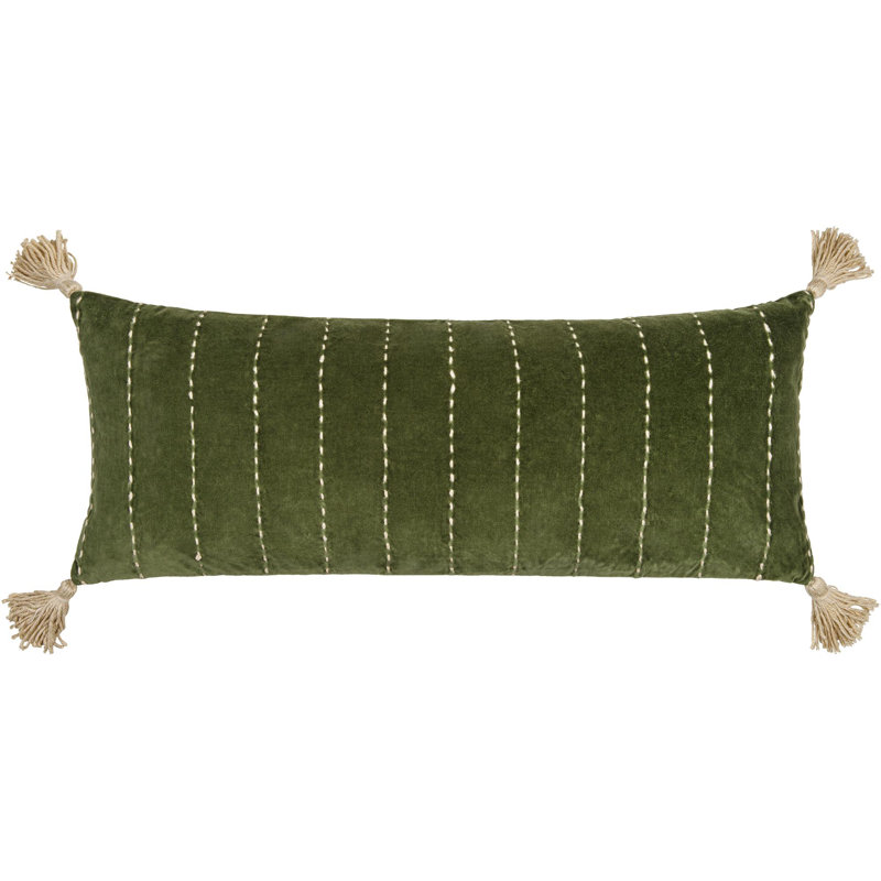 Coussin rectangulaire en coton Idria Roni, Vert, Polyester / polyester