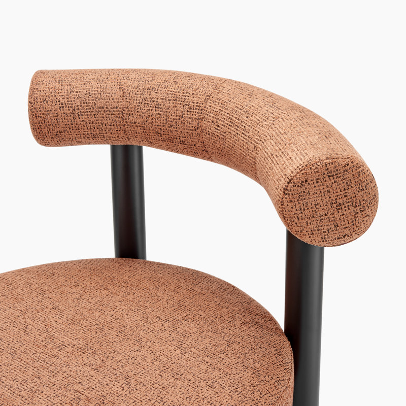 Isla Upholstered Fabric Dining Chairs Black Legs - Bold Sculptural Silhouette Design, Orange