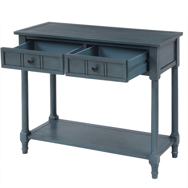 Bowie 35.34'' Solid Wood Console Table, Navy