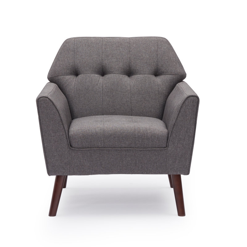 Fauteuil capitonné en lin 30,3 po Janara, Mélange de lin gris