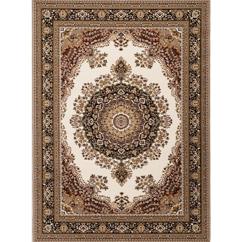Tapis à médaillons multiples de 24 po X 36 po, conception traditionnelle ornée, polypropylène doux et 100%, idéal pour tapis de bricolage, po., Conception classique avec des ornements complexes, polypropylène