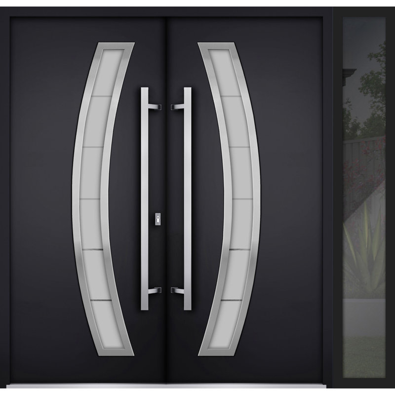 Deux portes d'entrée avant de 80 po, Noir, H 80 po x l 88 po x P 3,25 po, S'ouvre à gauche vers l'intérieur