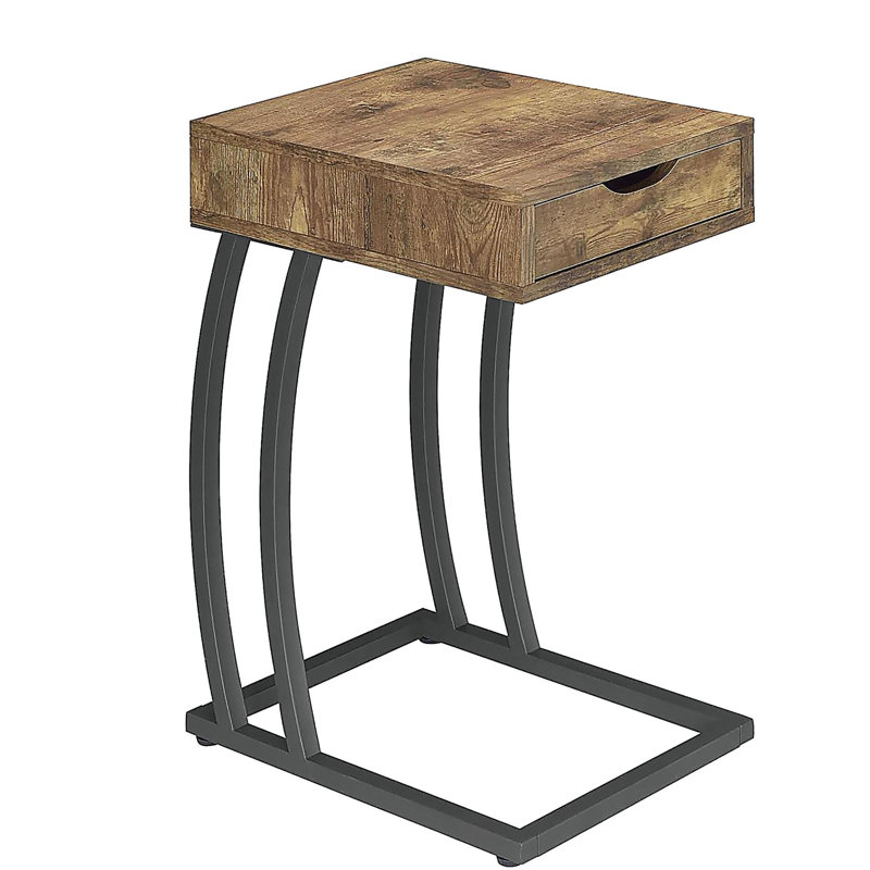 Table d'appoint antique muscade et bronze industriel, Brun