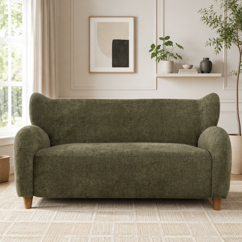 Causeuse en tissu 58 po, Vert olive