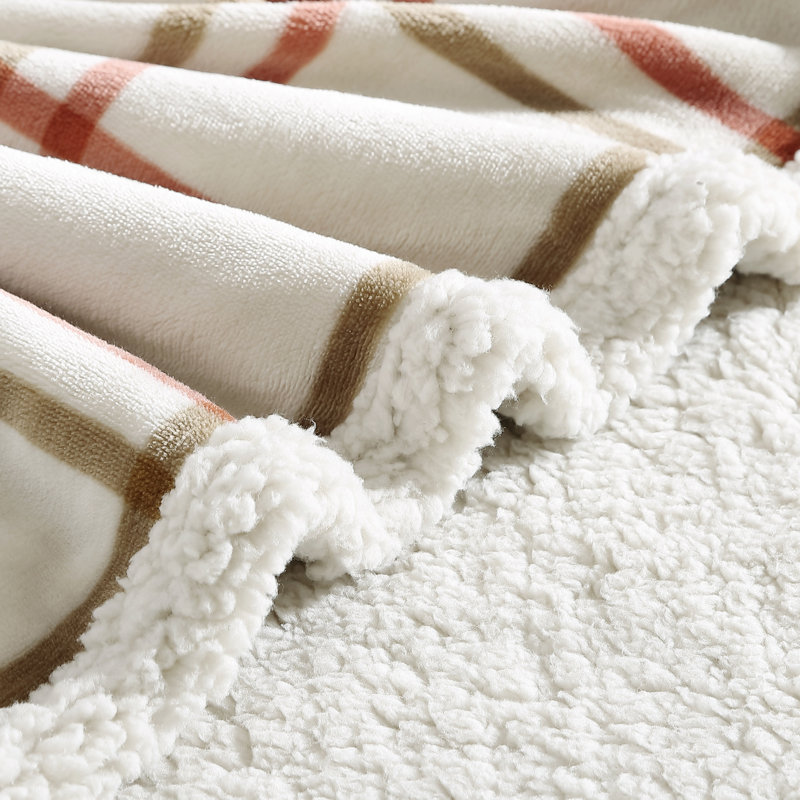 Wrangler Bright Orange Reversible Fleece Sherpa Throw Blanket