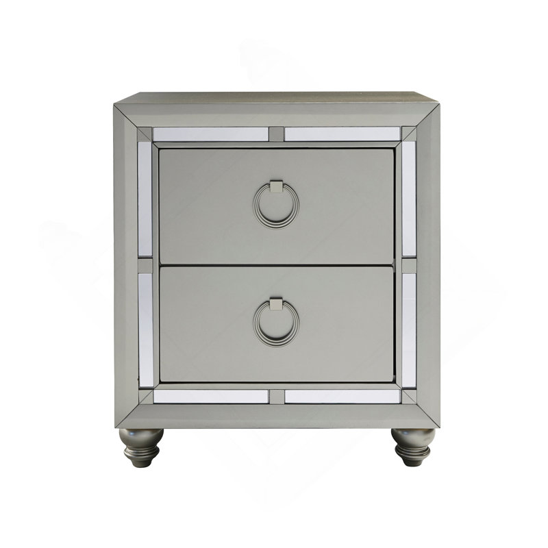 Table de chevet argentée CHLOE GEMSTONE