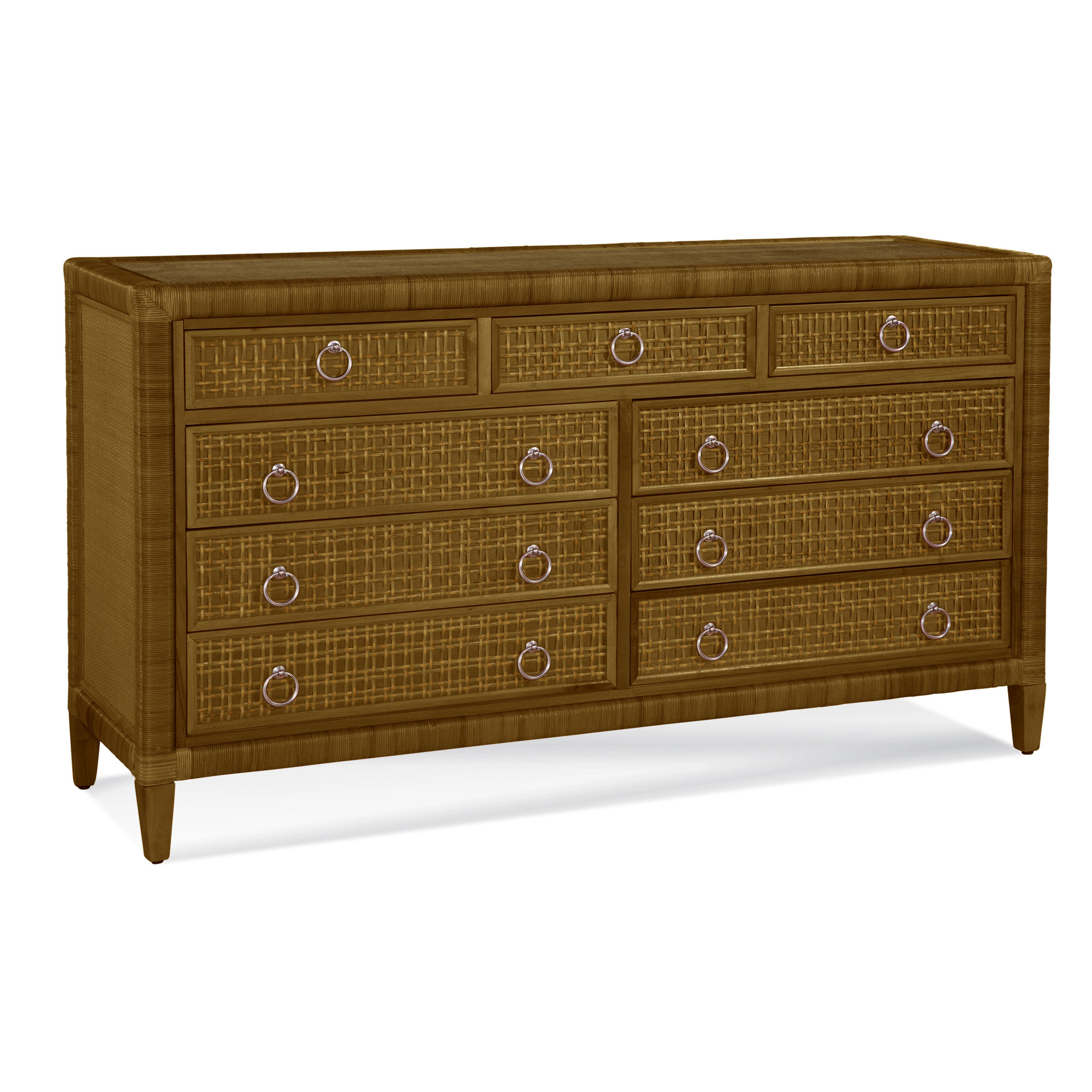 Monterey 9 Drawer 64'' W Dresser, Flax, No, Satin Nickel