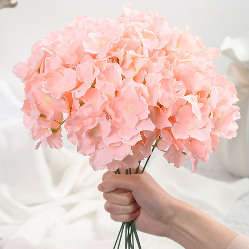 Artificial Hydrangea Flower Head With Pole, Pink