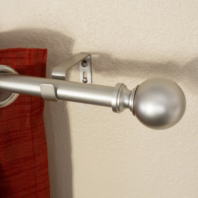 Adjustable Metal Adjustable Single Curtain Rod, 36" - 72", Antique Silver