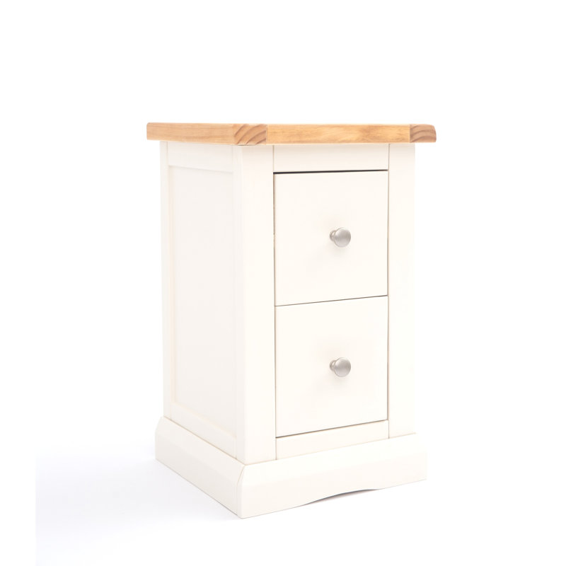 Pharsalia 35 cm W Bedside Table, Off-White, Chrome Knob