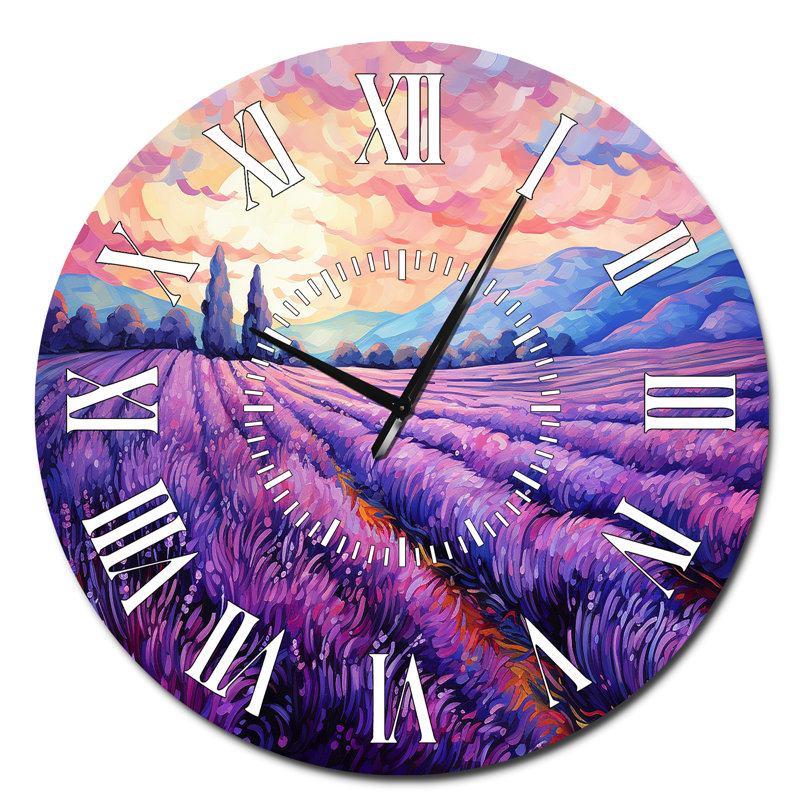 Horloge murale Vangogh Lavender Fields II - Vangogh, Surdimensionné