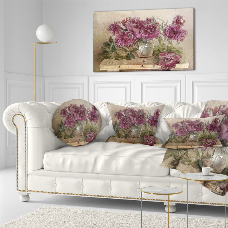 Bouquet de pivoines roses - impression, H 20 po x l 40 po x P 1 po, Toile tendue