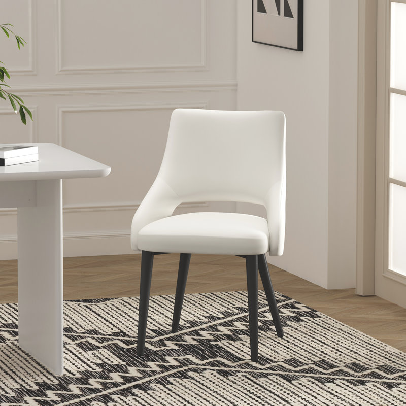 Tremont Modern Vegan Leather Upholstered Metal Dining Chair in White, White, 1