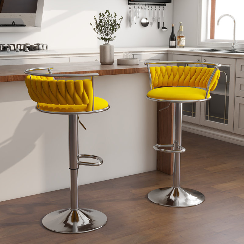 Tabouret de bar Christal, Jaune, Argent argent