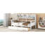 Lit de jour simple blanc avec support en lattes de bois, deux tiroirs et tablette de chevet - Rehausse l'ambiance de votre maison-945559051-945559050