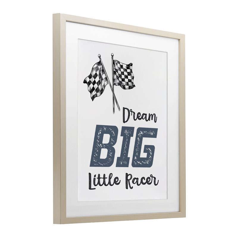 «Dream Big Little Racer», reproduction sous verre encadrée, conception par Christine Simpson Art, H 16 po x l 13 po