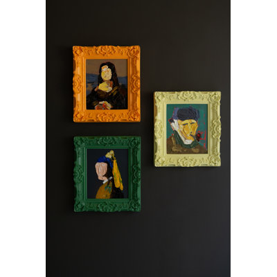 SET OF THREE FRAMED ACRYLIC PORTRAIT PAINTINGS