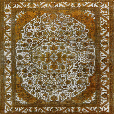 Tapis oriental orange / blanc