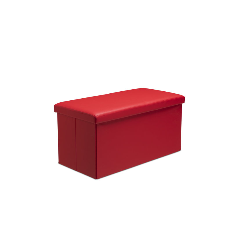 Kynder 38cm Wide Faux Leather Rectangle Solid Colour Ottoman with Storage, Red
