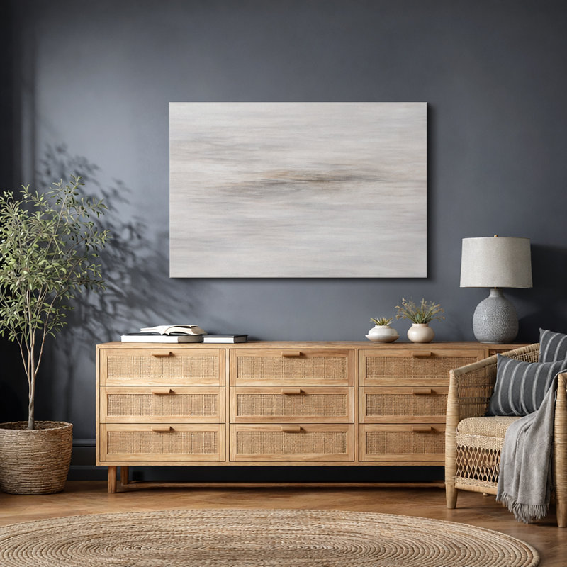 «Neutral Minimalist Horizon Art», images de paysage abstrait beige doux, impression sur toile encadrée, Toile tendue