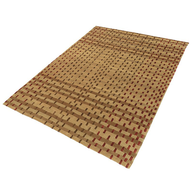 Rag Striped Area Rug in Beige/Brown/Red, Rectangle 8' x 10'